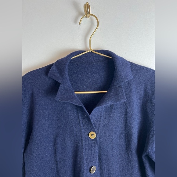 Cashmere navy Henley button sweater - Picture 4 of 9